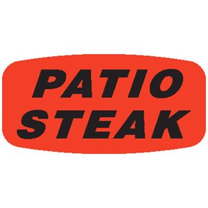 Label - Patio Steak Black On Red Short Oval 1000/Roll