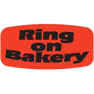 Label - Ring On Bakery Black On Red Short Oval 1000/Roll