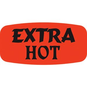 Label - Extra Hot Black On Red Short Oval 1000/Roll