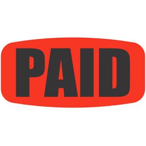 Bollin Label - Paid Black On Red Short Oval 1000/Roll | Round Eye Supply