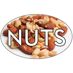 Label - Nuts 4 Color Process 1.25x2 In. Oval 500/rl