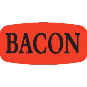 Label - Bacon Black On Red Short Oval 1000/Roll