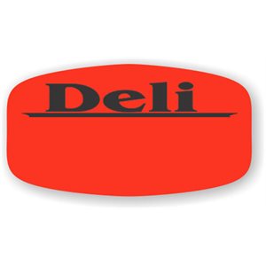 Label - Deli (write On) Black On Red Short Oval 1000/Roll