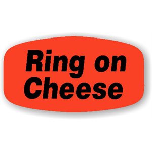 Label - Ring On Cheese Black On Red Short Oval 1000/Roll