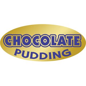 Bollin Label - Chocolate Pudding Blue On Gold 0.875x1.9 In. Oval 500 ...