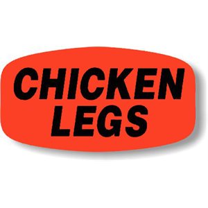 Label - Chicken Legs Black On Red Short Oval 1000/Roll