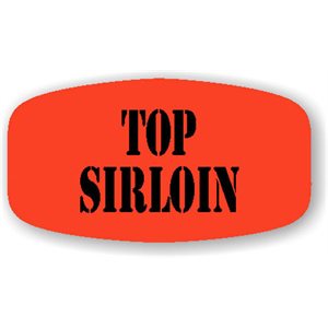 Label - Top Sirloin Black On Red Short Oval 1000/Roll