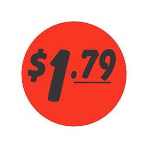 Label - $1.79 Black On Red 1.5 In. Circle 1M/Roll