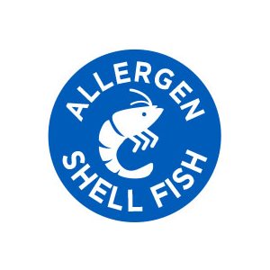 Label - Allergen Shell Fish Blue/UV 1 In. Circle 1M/Roll