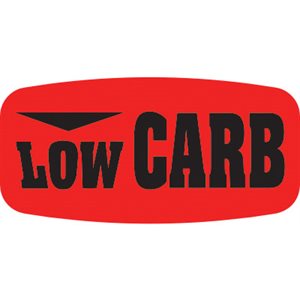 Label - Low Carb Black On Red Short Oval 1000/Roll