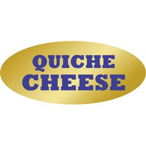 Label - Quiche Cheese Blue On Gold 0.875x1.9 In. Oval 500/Roll