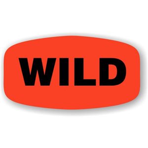 Label - Wild Black On Red Short Oval 1000/Roll