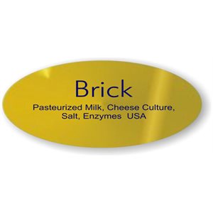 Label - Brick W/ing Blue On Gold 0.875x1.9 In. Oval 500/Roll