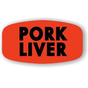 Label - Pork Liver Black On Red Short Oval 1000/Roll