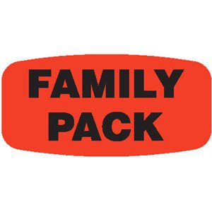 Label - Family Pack Black On Red Short Oval 1000/Roll