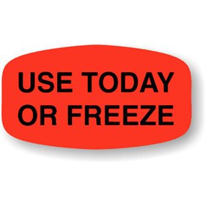 Label - Use Today Or Freeze Black On Red Short Oval 1000/Roll