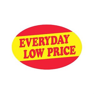 Label - Everyday Low Price Red/Yellow 1.25x2.0 In. Oval 1M/Roll