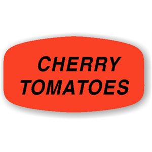 Label - Cherry Tomatoes Black On Red Short Oval 1000/Roll