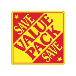 Label - SaveValue PackSave Yellow/Red 3.0x3.0 In. 1M/Roll