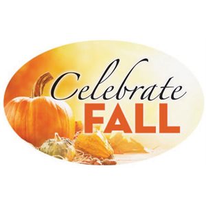 Label - Celebrate Fall 4 Color Process 1.25x2 In. Oval 500/rl