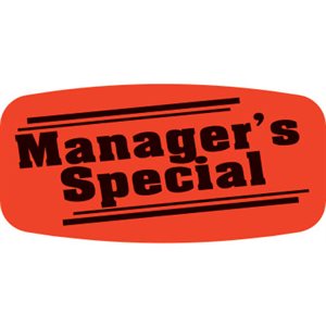 Label - Manager's Special Black On Red Short Oval 1000/Roll