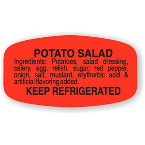 Label - Potato Salad (w/ing) Black On Red Short Oval 1000/Roll