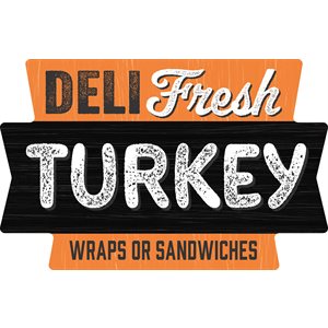 Label - Deli Fresh Turkey (wrap/sandwich) Org/Black 1.75x1.125 In. Special 500/Roll