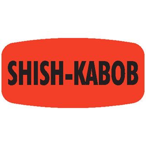 Label - Shish Kabob Black On Red Short Oval 1000/Roll