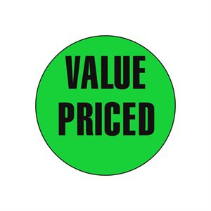 Label - Value Price Black On Green 1.5 In. Circle 1M/Roll