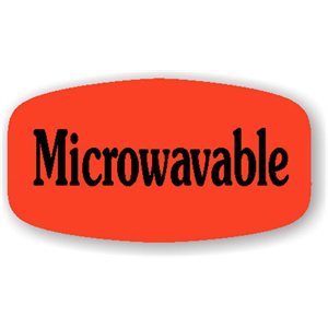 Label - Microwavable Black On Red Short Oval 1000/Roll