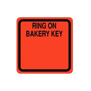 Label - Ring On Bakery Key (write On) Black On Red 2x2 In. 500/Roll