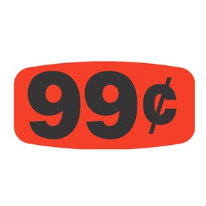 Label - 99¢ Black On Red Short Oval 1000/Roll