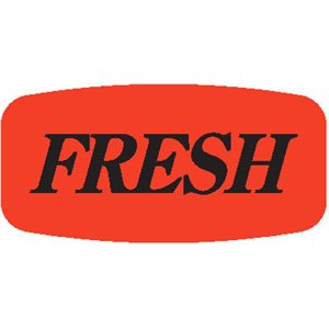 Label - Fresh Black On Red Short Oval 1000/Roll
