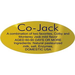 Label - Co-Jack W/ing Blue On Gold 0.875x1.9 In. Oval 500/Roll