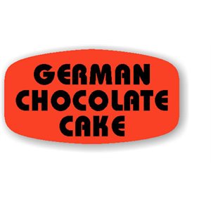 Label - German Chocolate Cake Black On Red Short Oval 1000/Roll