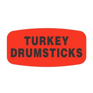 Label - Turkey Drumsticks Black On Red Short Oval 1000/Roll