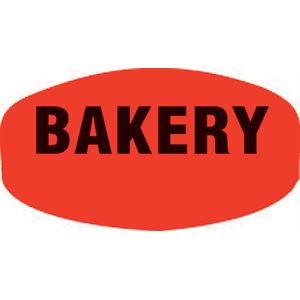 Label - Bakery (write On) Black On Red Short Oval 1000/Roll