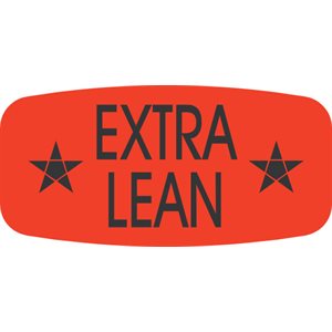 Label - Extra Lean Black On Red Short Oval 1000/Roll