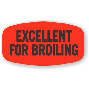 Label - Excellent For Broiling Black On Red Short Oval 1000/Roll