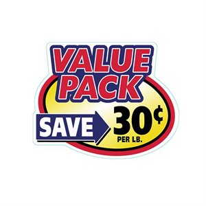 Label - Value Pack Save 30¢ Yellow/Red/Blue/Black 2.4x3.0 In. Special 500/Roll