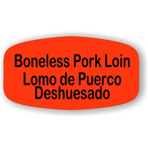Label - Boneless Pork Loin/Lomo De Puerco Deshuesado Black On Red Short Oval 1000/Roll
