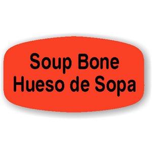 Label - Soup Bone/Hueso De Sopa Black On Red Short Oval 1000/Roll