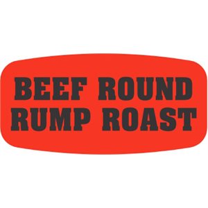 Bollin Label - Beef Round Rump Roast Black On Red Short Oval 1000/Roll ...