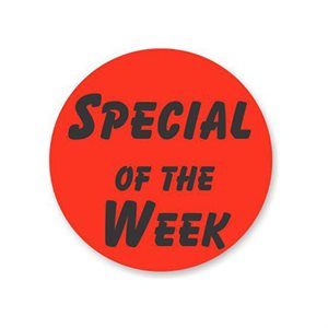 Label - Special Of The Week Black On Red 1.25 In. Circle 1M/Roll