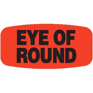 Label - Eye Of Round Black On Red Short Oval 1000/Roll