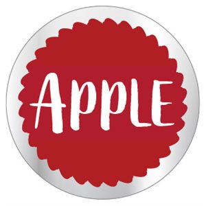 Label - Apple White/Red/UV On Clear 1 In. Circle 1M/Roll