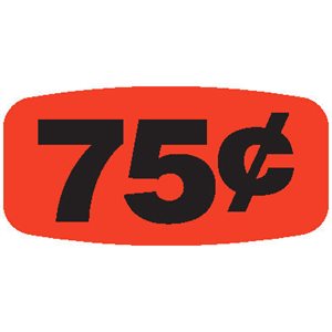 Label - 75¢ Black On Red Short Oval 1000/Roll