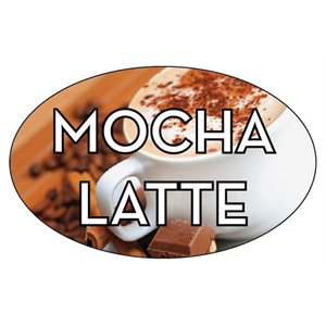 Label - Mocha Latte 4 Color Process 1.25x2 In. Oval 500/rl