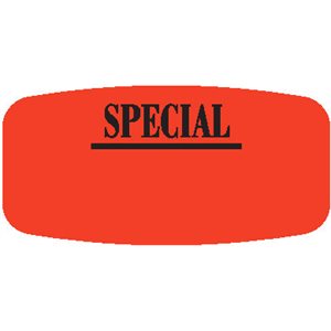 Label - Special (write On) Black On Red Short Oval 1000/Roll