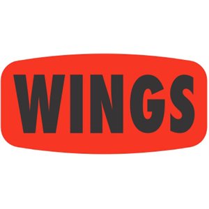 Label - Wings Black On Red Short Oval 1000/Roll